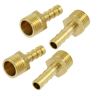 Harfington Uxcell 5 Pcs Brass 1/4" PT Thread 1/4" Air Gas Hose Barb Fitting Coupler Adapter Fit 6.5mm Inner Dia Tube