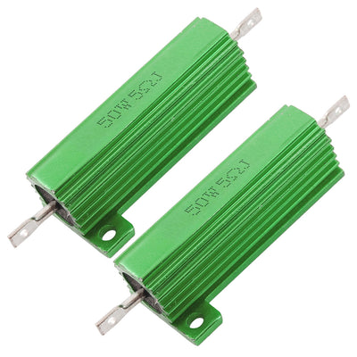 Harfington Uxcell 2 x Chassis Mounted 50W 5 Ohm 5% Aluminum Case Wirewound Resistors