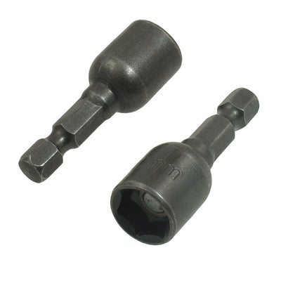 Harfington Uxcell 2 Pieces Gray Metal 0.4" 10mm Magnetic Hex Socket Spanner Nut Driver Bit