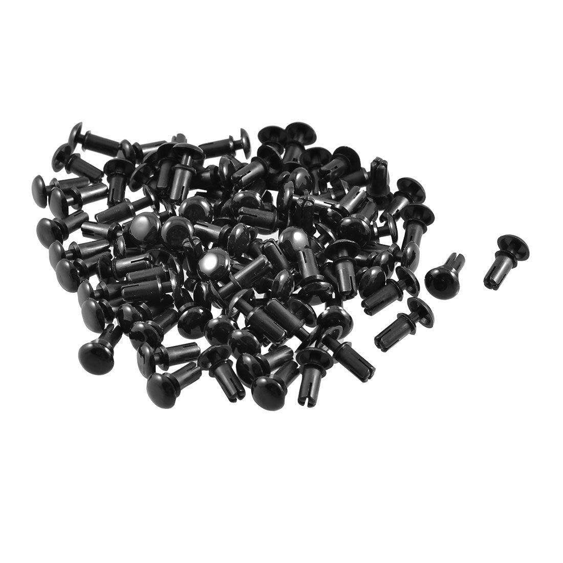 uxcell Uxcell 100 Pcs Black Nylon 4.0mm Bottom Dia Push Clips Rivets Fasteners R4080