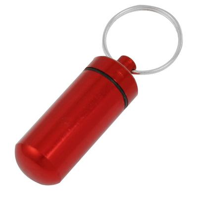 Harfington Uxcell Aluminum Capsules Pill Fob Box Cache Container Burgundy w Key Ring