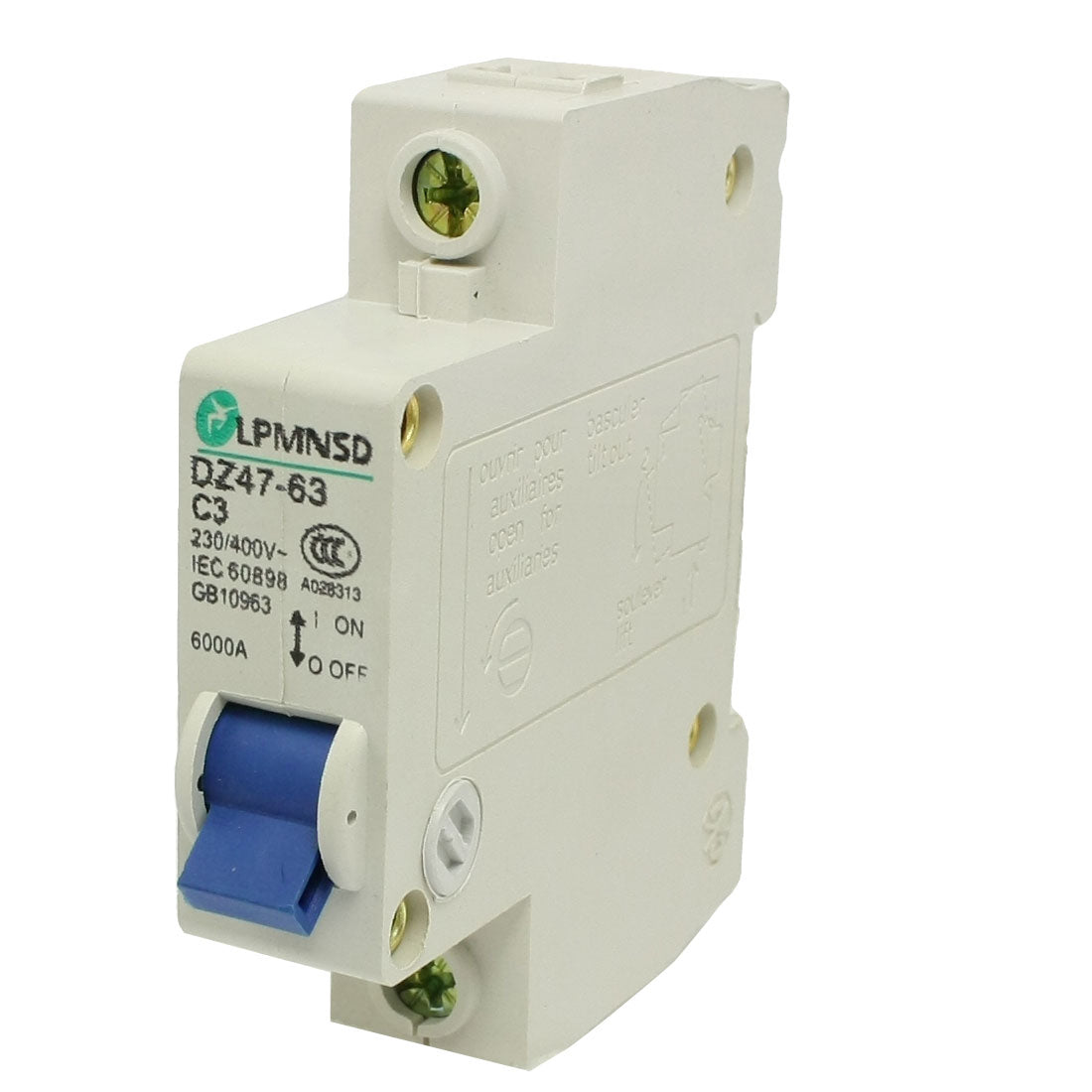 uxcell Uxcell AC 230/400V Rated Current 3A Single Pole Miniature Circuit Breaker
