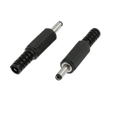 Harfington Uxcell 2 Pcs Black Silver Tone 1.35mm x 3.5mm DC Power Male Connector Jack Adapter