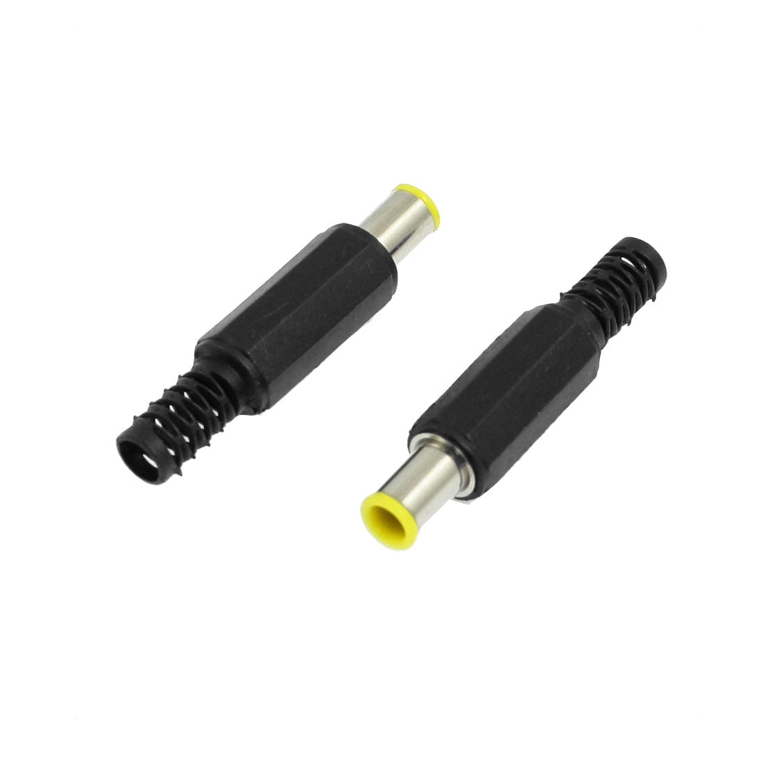 uxcell Uxcell 2Pcs 4.3 x 6mm Male DC Power Jack Connector Black Yellow Silver Tone