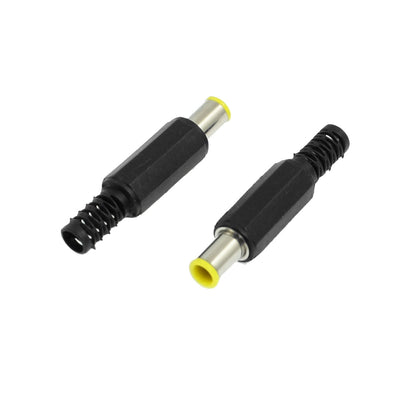 Harfington Uxcell 2Pcs 4.3 x 6mm Male DC Power Jack Connector Black Yellow Silver Tone