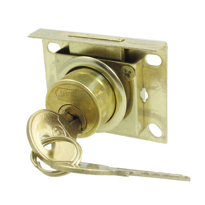 Harfington Uxcell Cabinet Security Gold Tone Metal 0.8" Cylinder Drawer Lock w 2 Keys