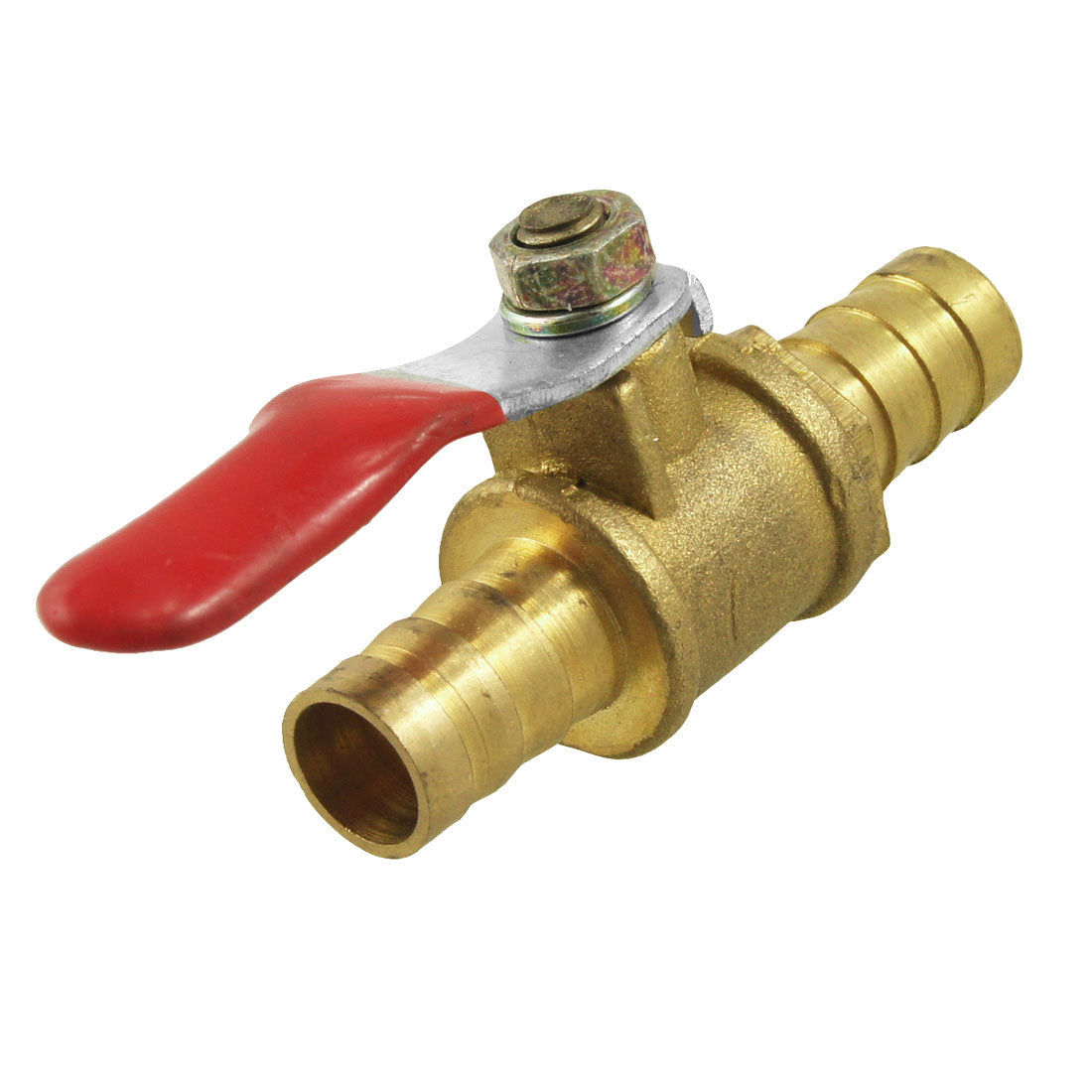 uxcell Uxcell Full Port 10mm Diameter Hose Tail Pipe Red Lever Handle Ball Valve