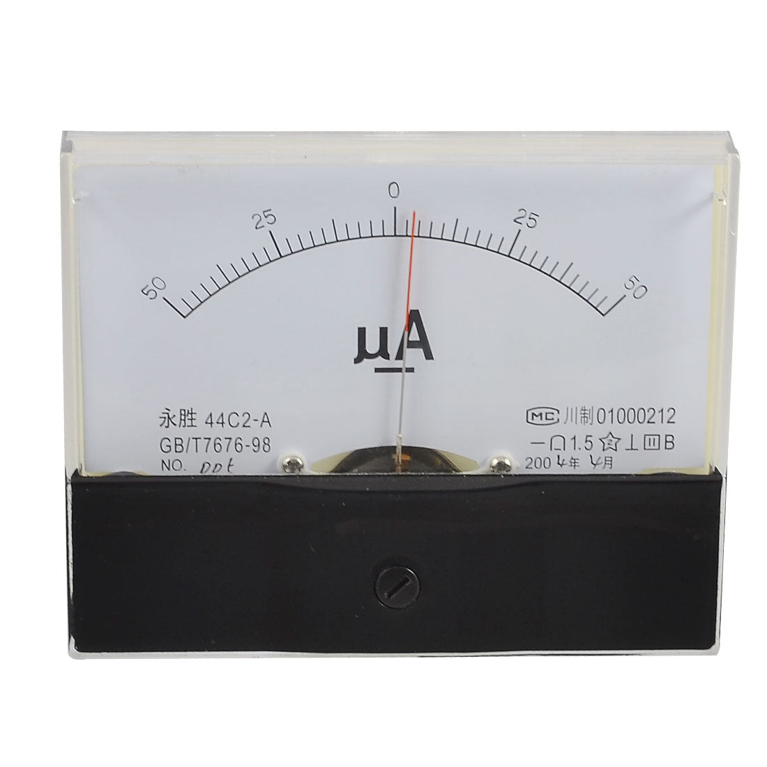 Harfington 44C2 DC 50-0-50uA Rectangle Analog Panel Ammeter Gauge