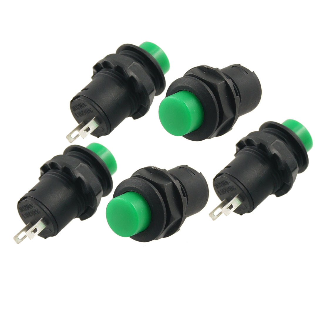 uxcell Uxcell 5 Pcs AC 250V/1.5A 125V/3A SPST Momentary Green Push Button Switch