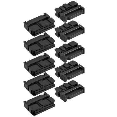 Harfington 10 Pcs 2.54mm Pitch Female 14 Pins Flat Cable IDC Socket Connector Black