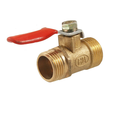Harfington Uxcell 3/8" Male to 3/8"  Male Thread Flow Hole Ball Valve Gold Tone