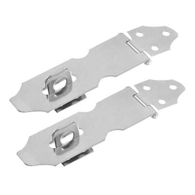 Harfington Uxcell 2 Set 3" Silver Tone Stainless Steel Door Hasp + Staples for Drawers