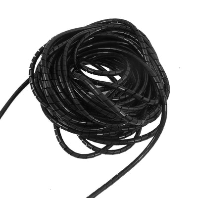 Harfington Uxcell 6mm Outside Dia 6.4M PE Polyethylene Spiral Cable Wire Wrap Tube Black