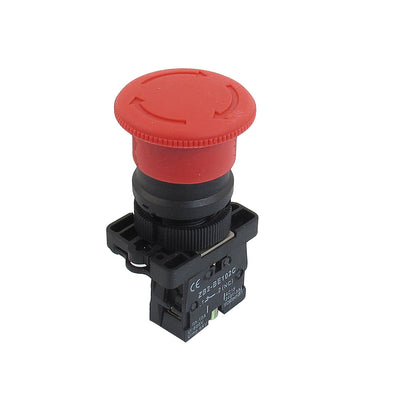 Harfington Uxcell 22mm NC N/C Red Mushroom Emergency Stop Push Button Switch 600V 10A Plastic Mounting