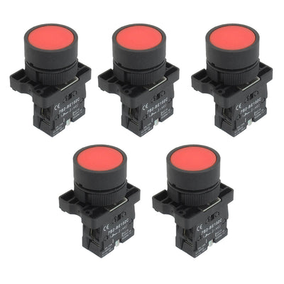 Harfington Uxcell 5pcs 22mm 1 NC N/C Red Sign Momentary Push Button Switch 600V 10A ZB2-EA42
