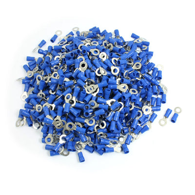 Harfington Uxcell 1000 Pcs RV2-5L AWG 16-14 Blue PVC Sleeve Pre Insulated Ring Terminals Connector