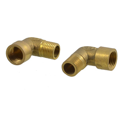 Harfington Uxcell 2 Pcs Brass 1/4" x 1/4" PT Thread Elbow Pipe Fittings Couplers