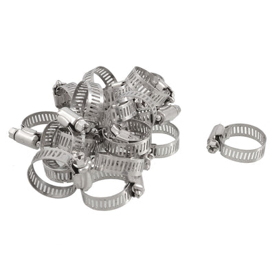 Harfington Uxcell Adjustable Stainless Steel Band 16mm-25mm Metal  Gear Hose Clamps 20 Pcs