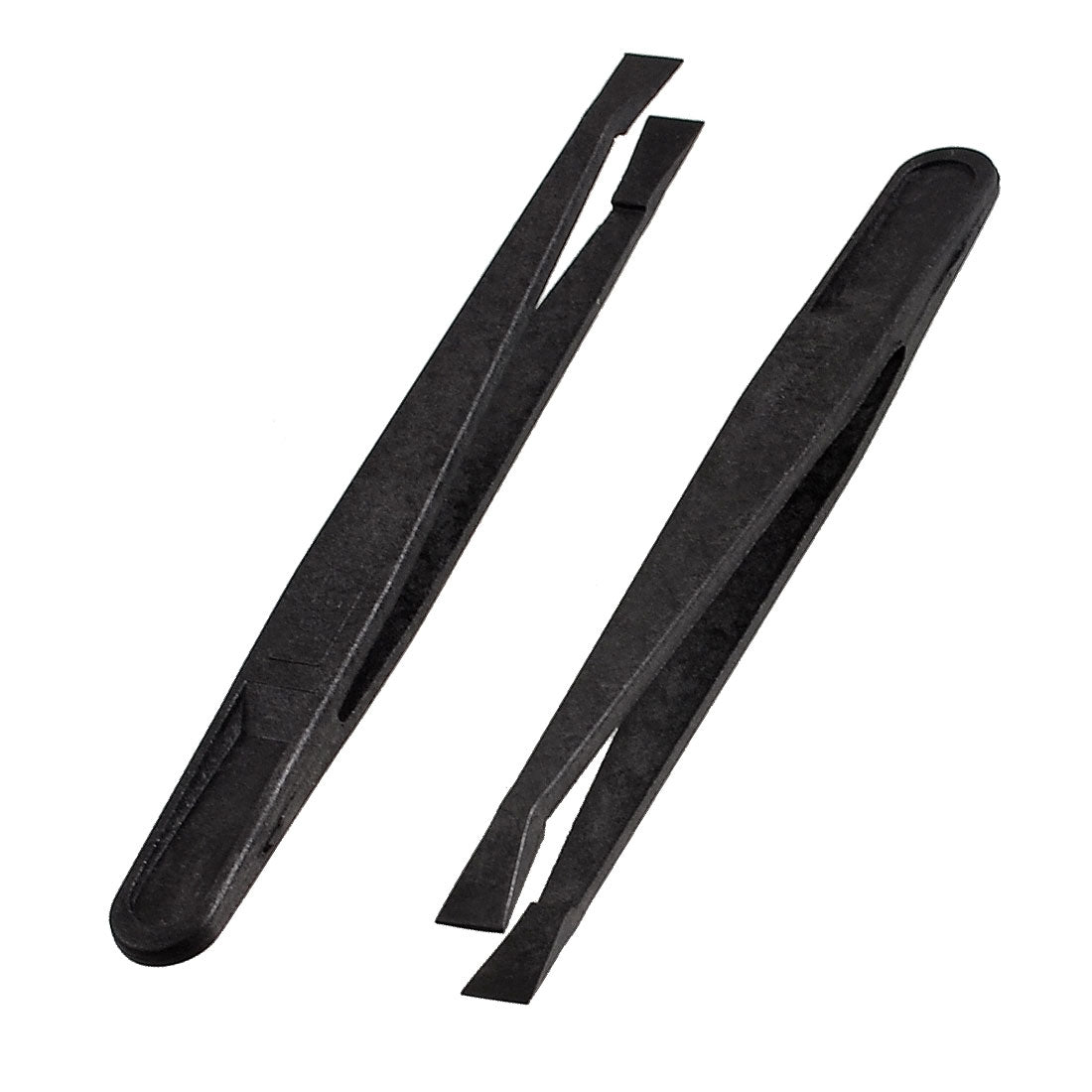 uxcell Uxcell 2 Pcs 93301 Black Plastic Anti Static Flat Tip Tweezers Tool 4.5" Long