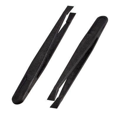 Harfington Uxcell 2 Pcs 93301 Black Plastic Anti Static Flat Tip Tweezers Tool 4.5" Long