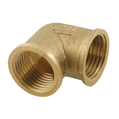 Harfington Uxcell G1/2 Female Threaded 90 Degree Elbow Fitting Union Adapter Brass Tone