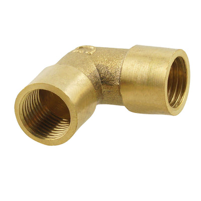 Harfington Uxcell G 1/4" Female Threaded 90 Degree Elbow Fitting Union Adapter Gold Tone