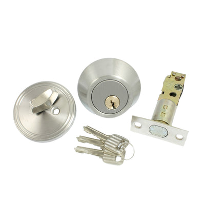 Harfington Uxcell Home Door Locking Security Single Cylinder Deadbolt Lock Silver Tone