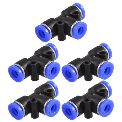 Harfington Uxcell 5 Pcs 6mm to 6mm T Style One Touch Fittings Push in Quick Connectors 40x25x13mm