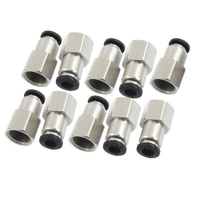 Harfington Uxcell 10 Pcs 1/4" PT Female Thread 6mm Push In Joint Pneumatic Quick Fittings