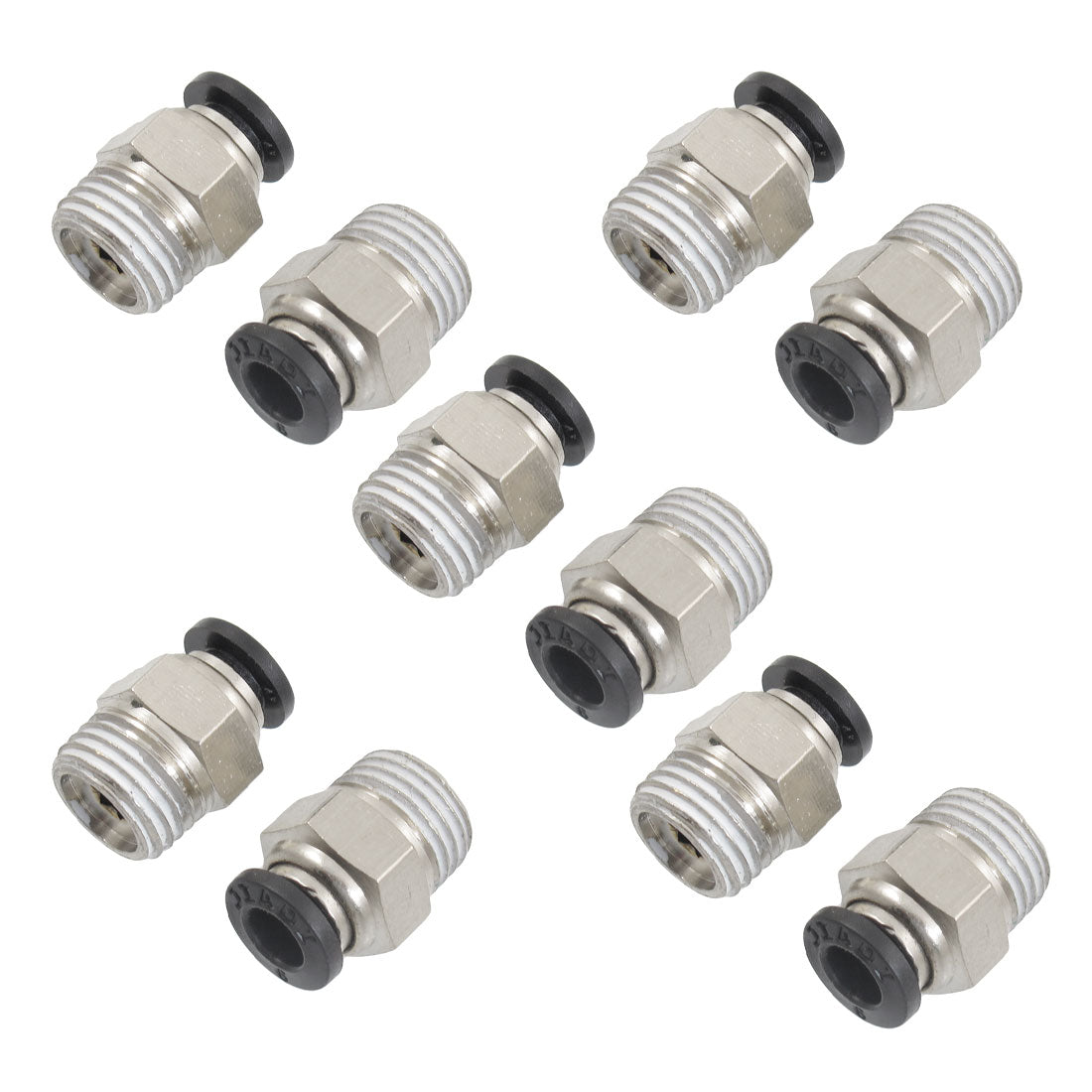uxcell Uxcell 10 Pcs 1/4" PT Male Thread 6mm Push in Joint Pneumatic Connector Quick Fittings