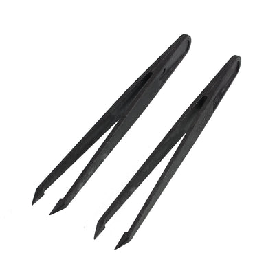 Harfington Uxcell 2 Pcs 4.5" Length Black Wooden Pointed Tip Anti Static Tweezers