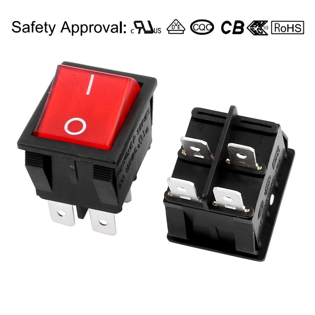 uxcell Uxcell Red Illuminated Light On/Off DPST Boat Rocker Switch 22A/250V 20A/125V AC 5pcs