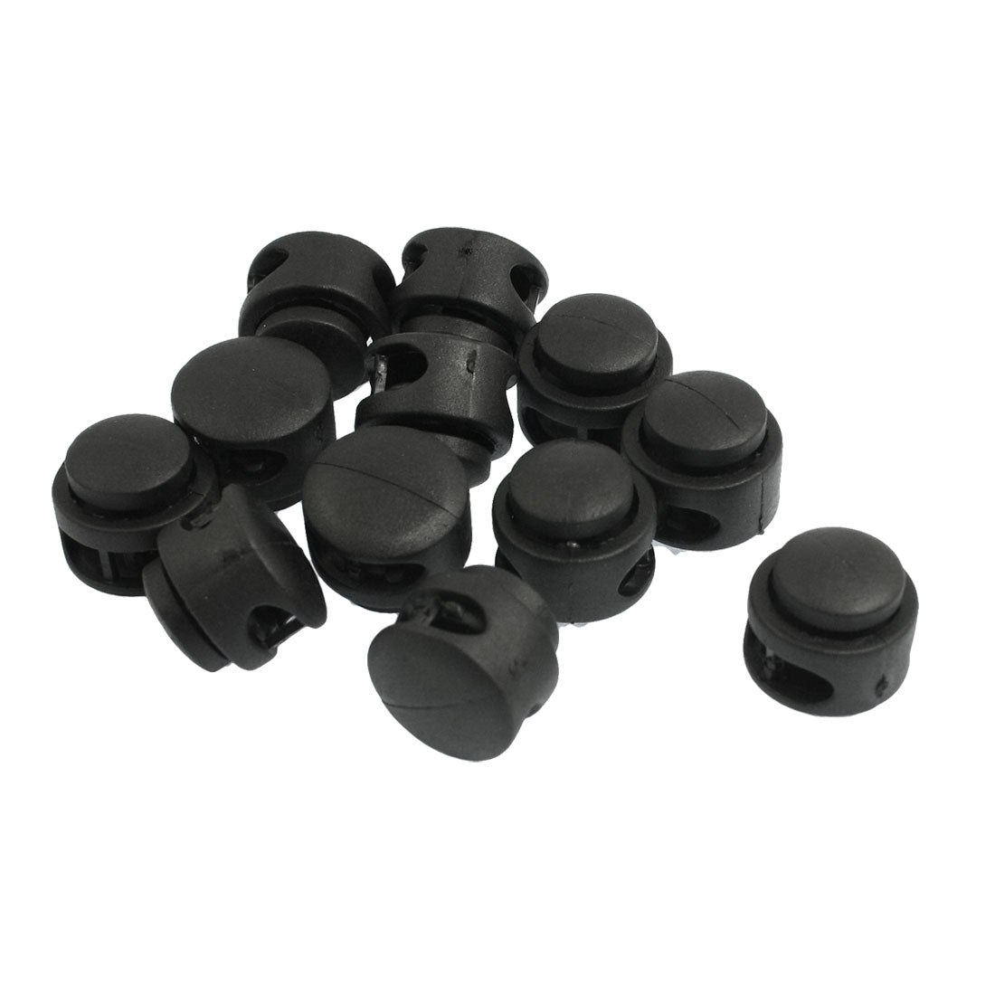 uxcell Uxcell 12 Pcs 5mm Diameter Plastic Toggle Stoppers 2 Holes Cord Locks Black