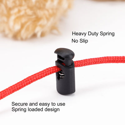 Harfington Uxcell 4mm Diameter Plastic Toggle Spring Stop String Cord Locks 12 Pcs