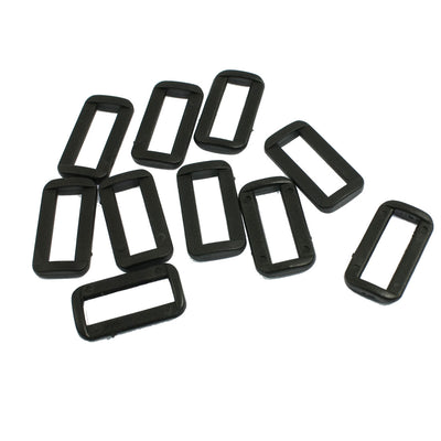 Harfington Uxcell 10 Pcs Black Hard Plastic 1" Strapping Slide Rectangle Buckle