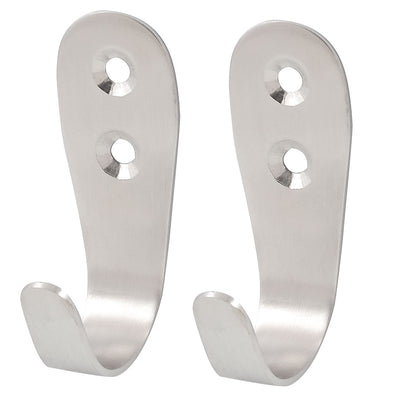 Harfington Uxcell 2x 2mm Thickness Stainless Steel Robe Clothes Towel Hook Hangers
