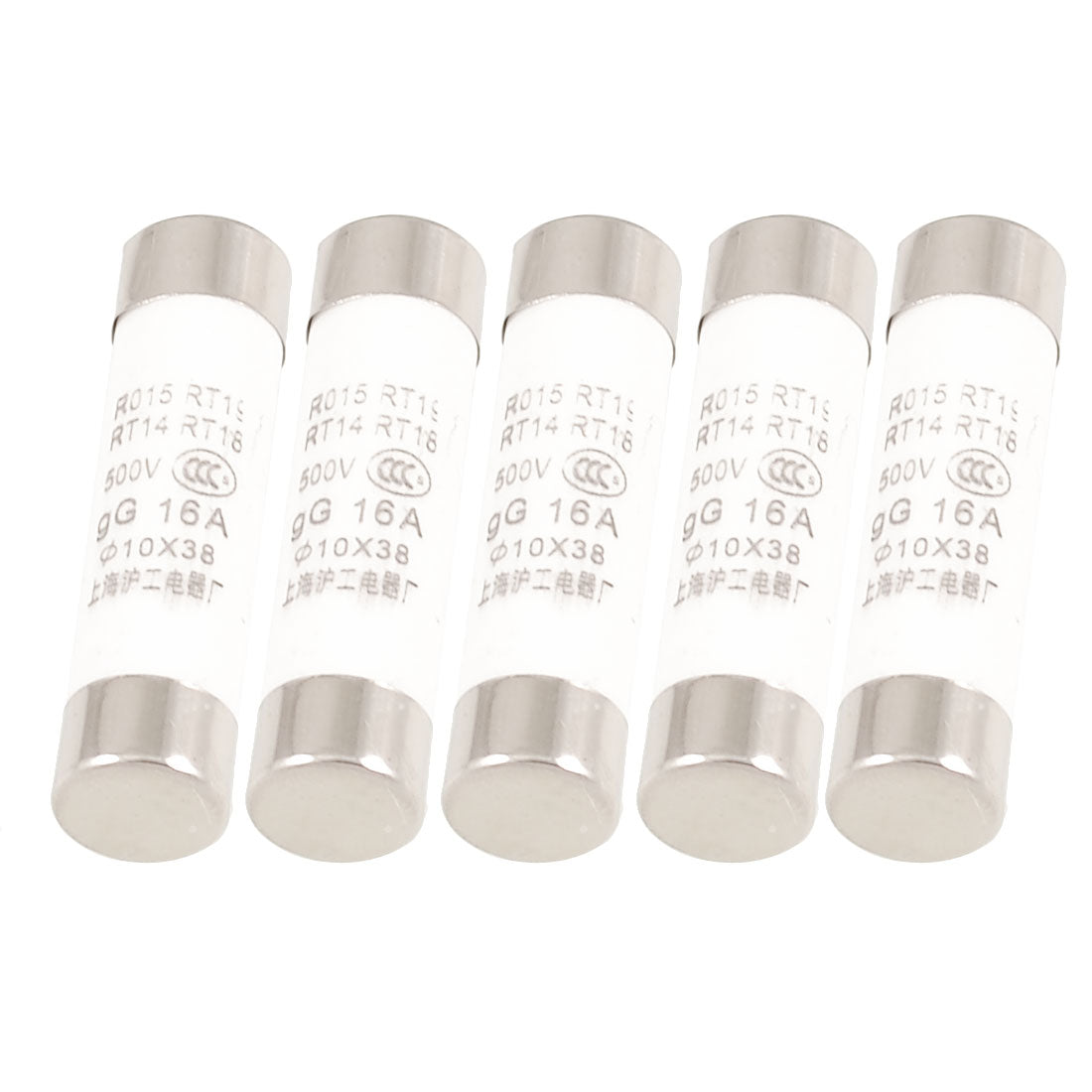uxcell Uxcell 10mm x 38mm R015 RT19 RT14 RT18 gG 500V 16A Cylinder Caps Fuse Protectors 5 Pcs