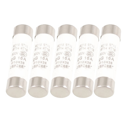 Harfington Uxcell 10mm x 38mm R015 RT19 RT14 RT18 gG 500V 16A Cylinder Caps Fuse Protectors 5 Pcs