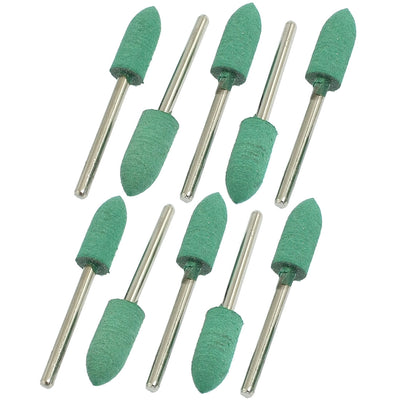 Harfington Uxcell 10 Pcs 8mm x 20mm Cone Head 3mm Shank Grinding Rubber Mounted Point Green