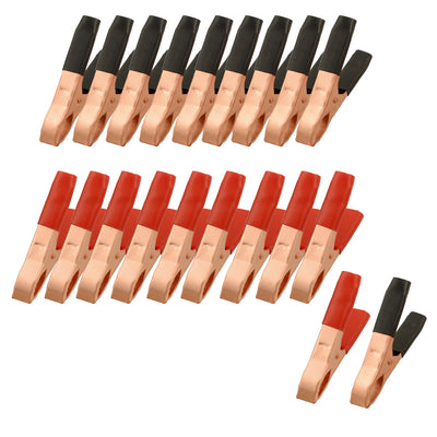 Harfington Uxcell 20 Pcs Black Red Copper Plated Metal Battery Clips Alligator Clamps 50A