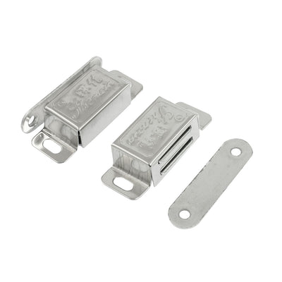 Harfington Uxcell 2 Pcs Stainless Steel Silver Tone Cupboard Door Magnetic Catch Latch 2"