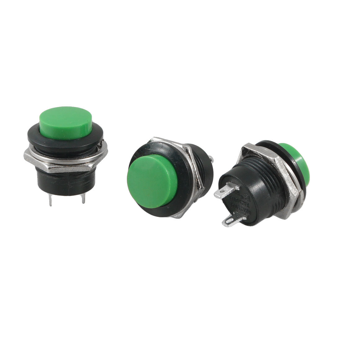 uxcell Uxcell 3 Pcs SPST Green Round Momentary Push Button Switch 6A 125VAC 3A 250VAC