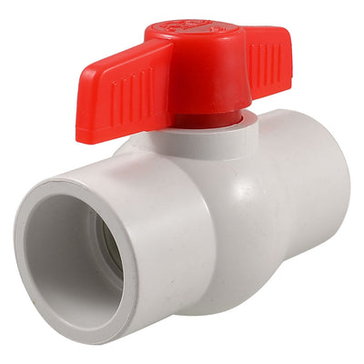 Harfington Uxcell Water Supply 1.6" x 1.6" Slip Ends 1/4 Turn PVC Ball Valve White Red