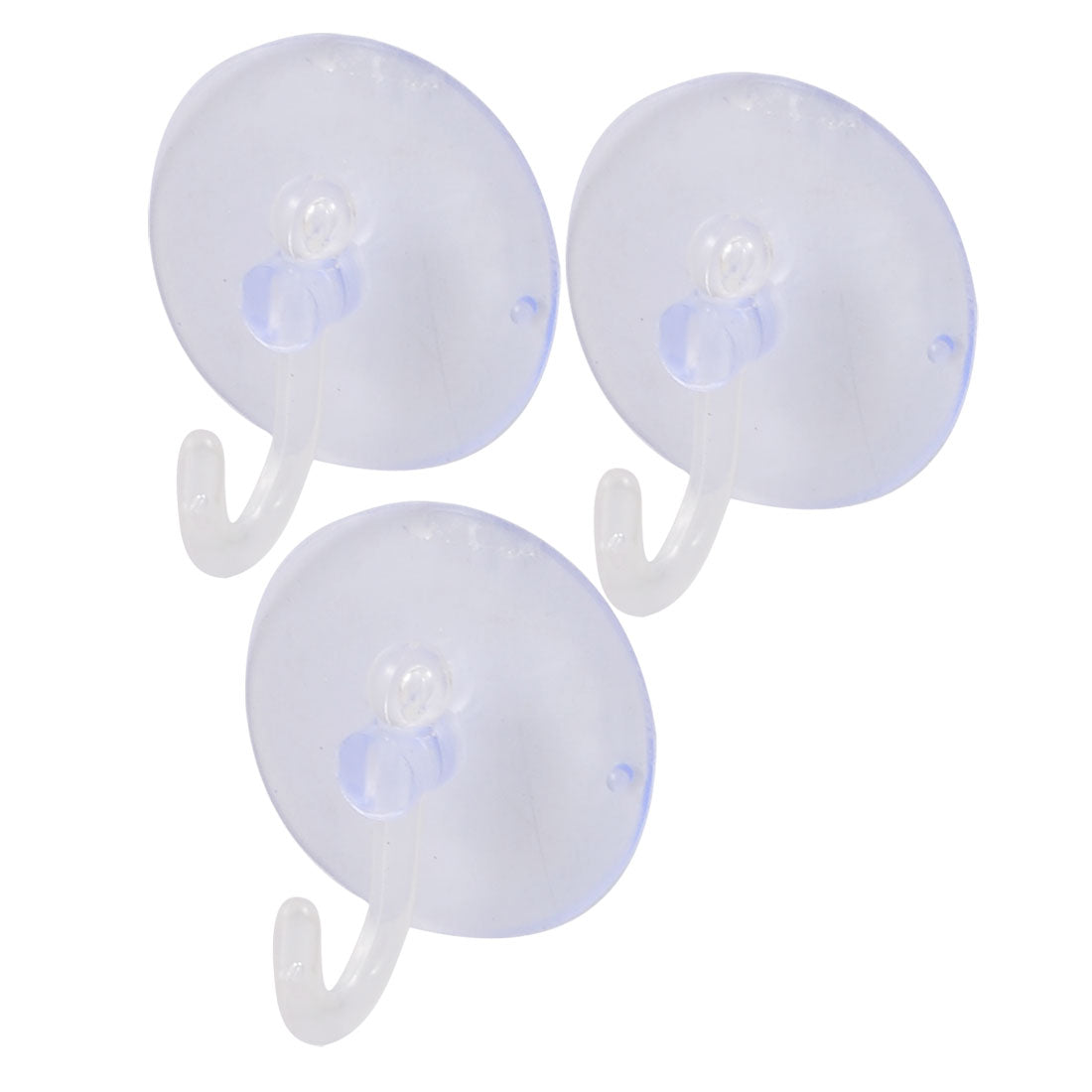 uxcell Uxcell Kitchen Clear Blue Plastic Round Suction Cup Hook Wall Hangers 3 Pcs