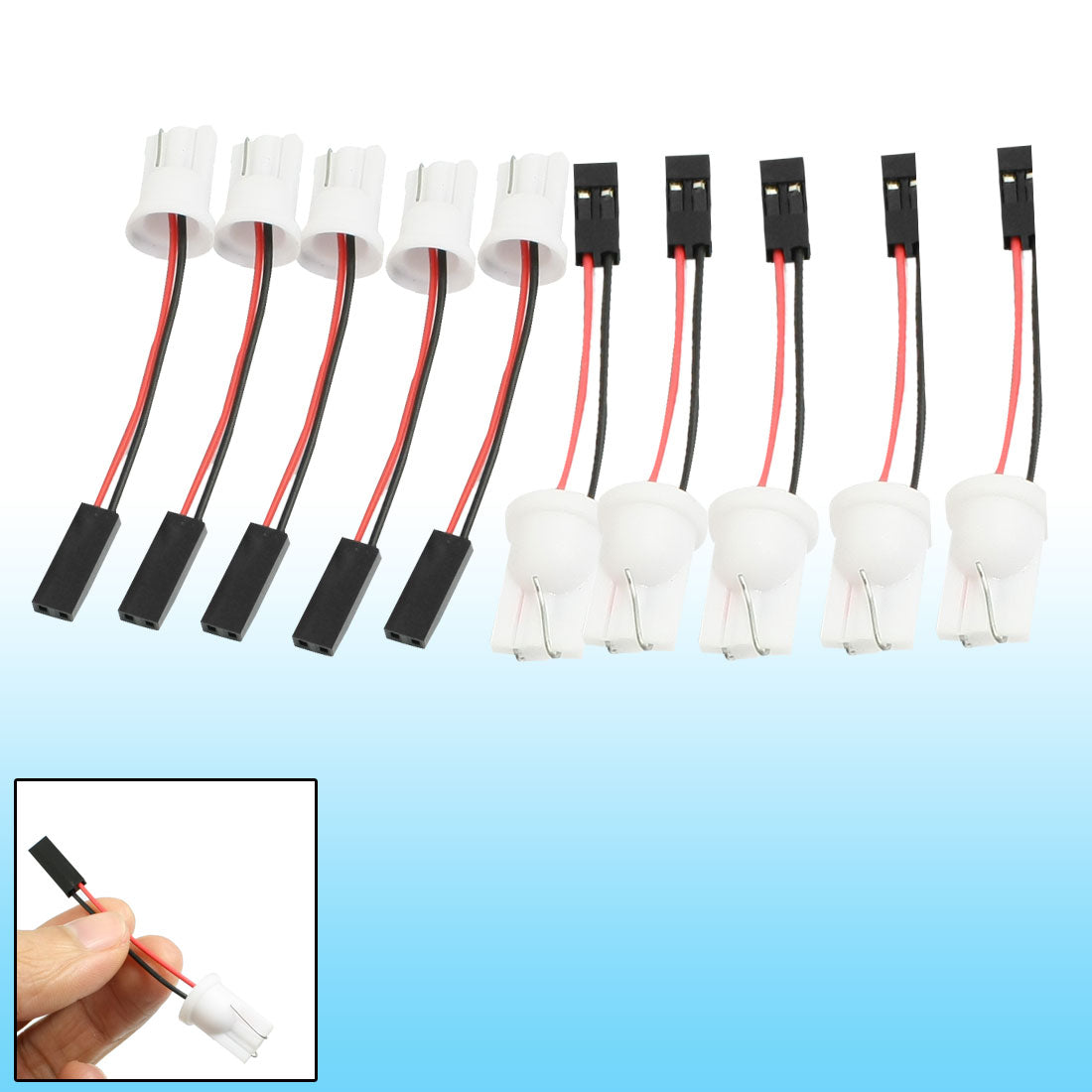 uxcell Uxcell DC 12V Truck Car Auto T10 W5W LED Bulb Light Wire Harness Adapter 10 Pcs