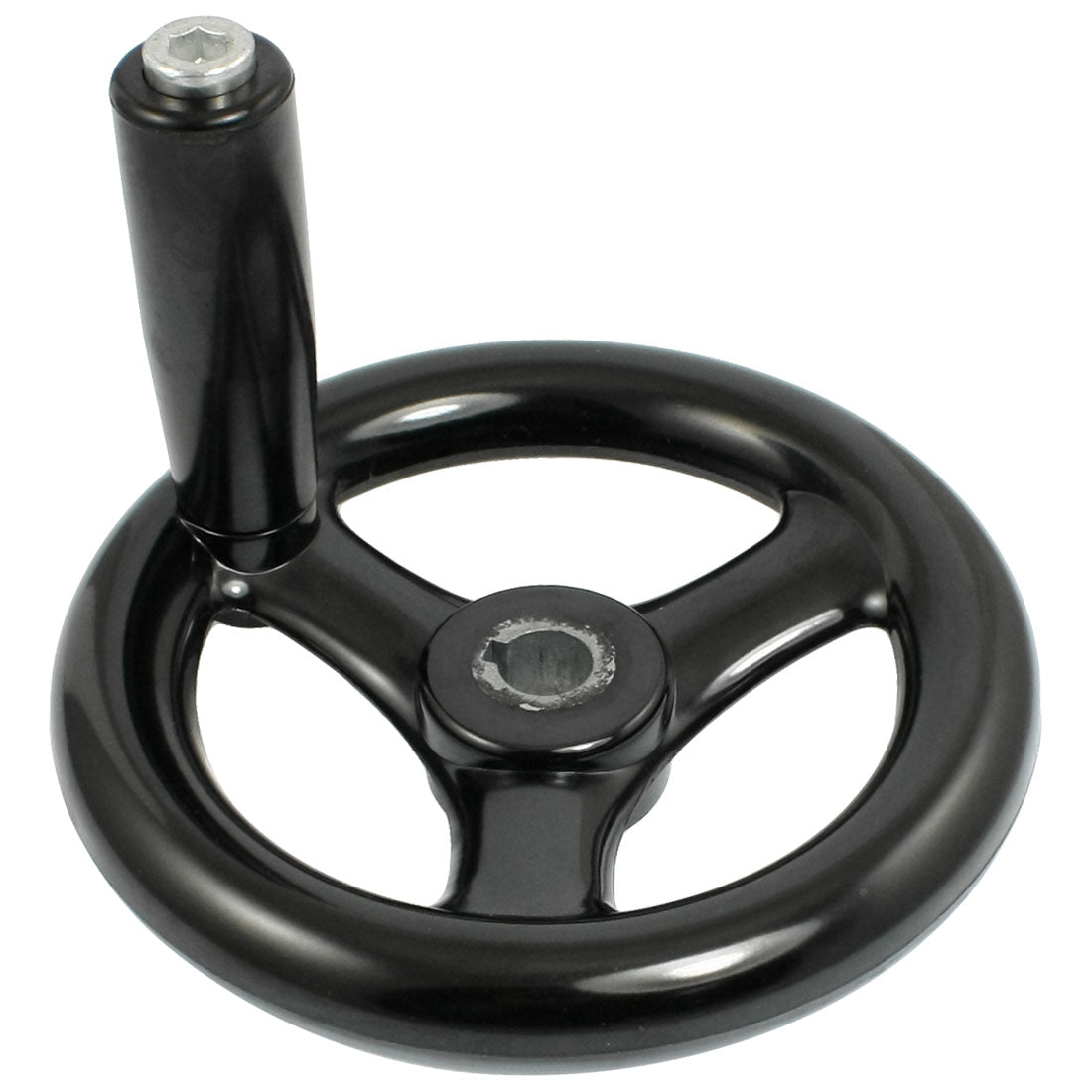 uxcell Uxcell Black 12mm x 120mm 3 Spoke Hand Wheel w Revolving Handle