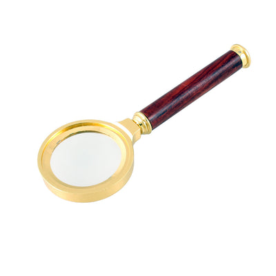 Harfington Uxcell 36mm Diameter 3X Optical Lens Rosewood Handle Gold Tone Magnifying Glass