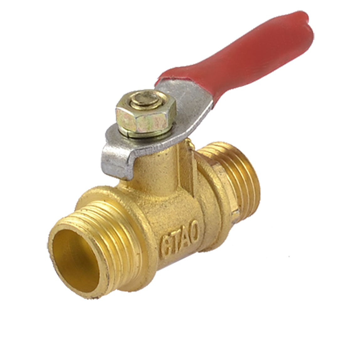 uxcell Uxcell 1/4 BSP 13mm Male Thread Full Port Red Lever Handle Ball Valve