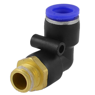 Harfington Uxcell 13mm Male Thread to 10mm Push In Fitting Elbow Pneumatic Quick Connector
