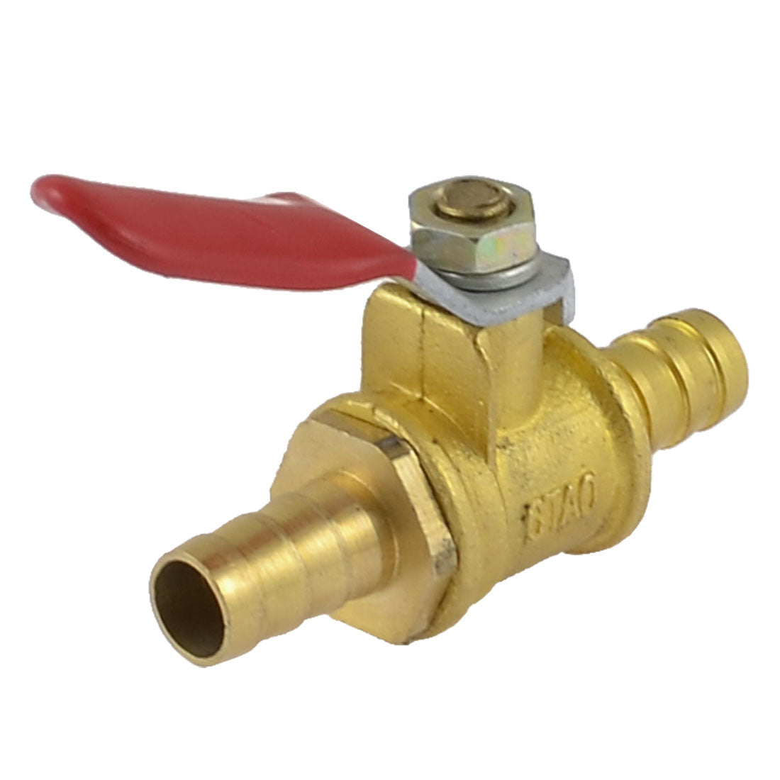 uxcell Uxcell 8mm Double Hose Barb Lever Handle Full Port Pneumatic Brass Ball Valve